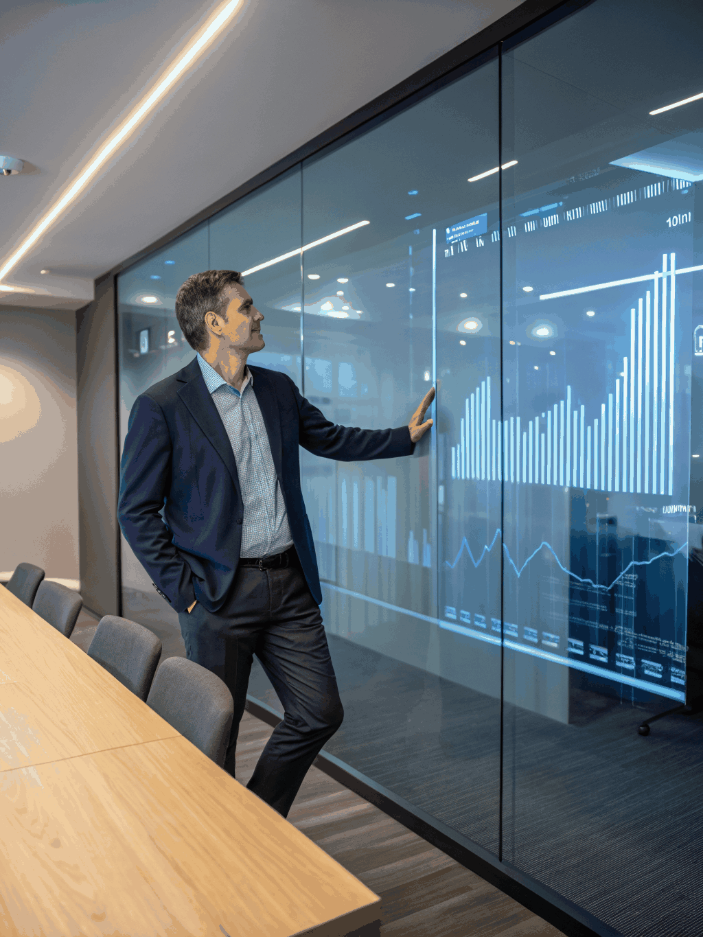 Professional consultant reviewing federal procurement documents