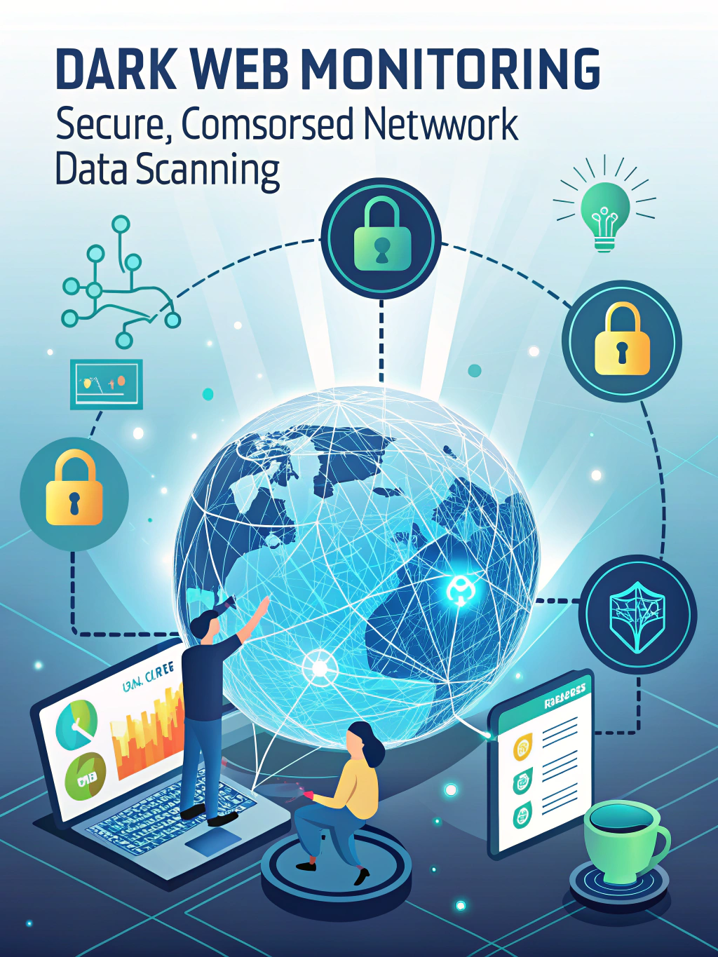 Abstract visualization of global network traffic and threat vectors